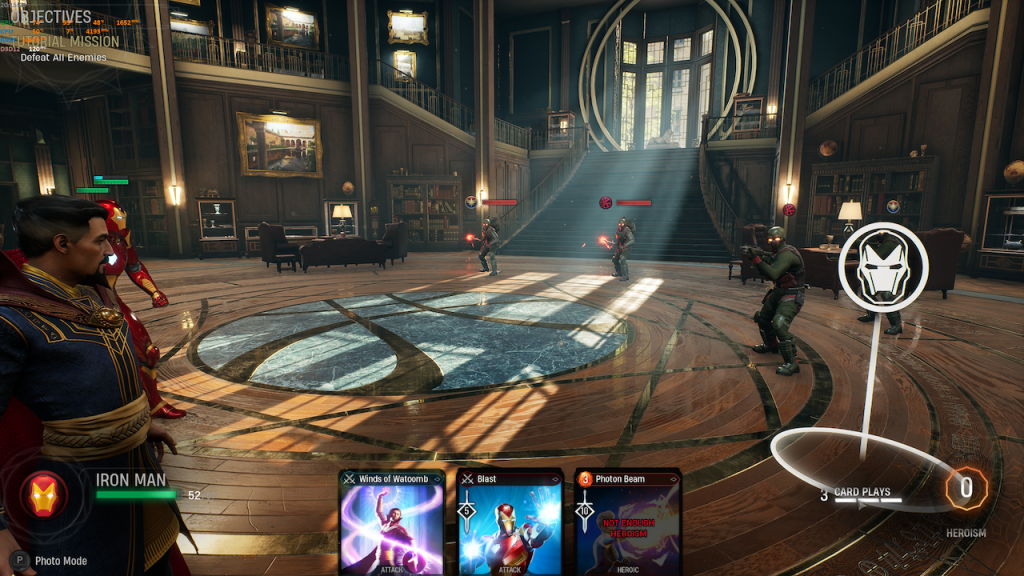 A battle in the Sanctum Sanctorum demonstrating the non-raytraced option on the PC.